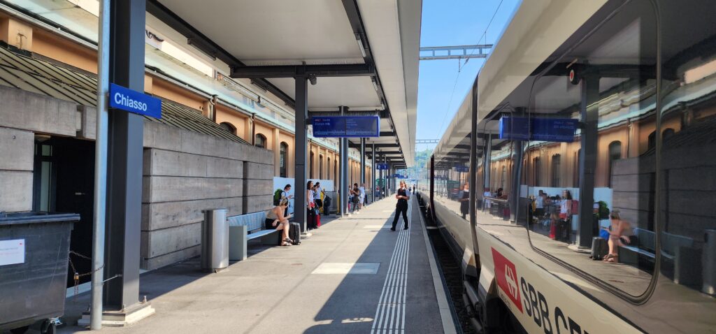 Boarding the train at Chiasso station headed to Zurich