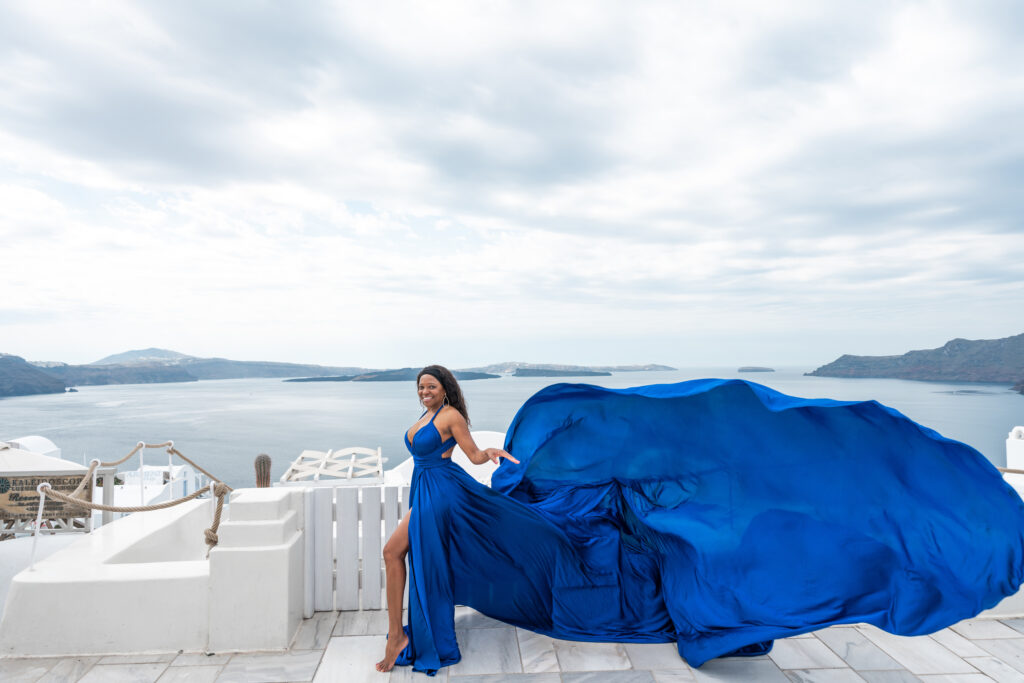 Me in a Santorini Flying Dress